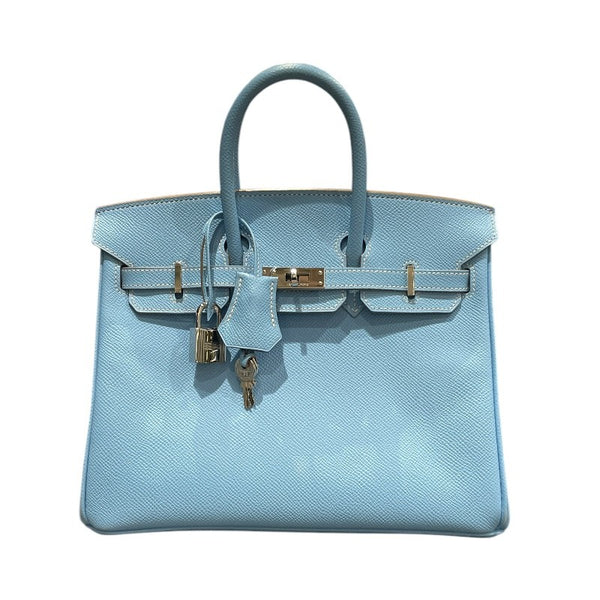 エルメス HERMES バーキン25キャンディ □O刻 セレスト・ミコノス　シルバー金具 ヴォーエプソン レディース ハンドバッグ