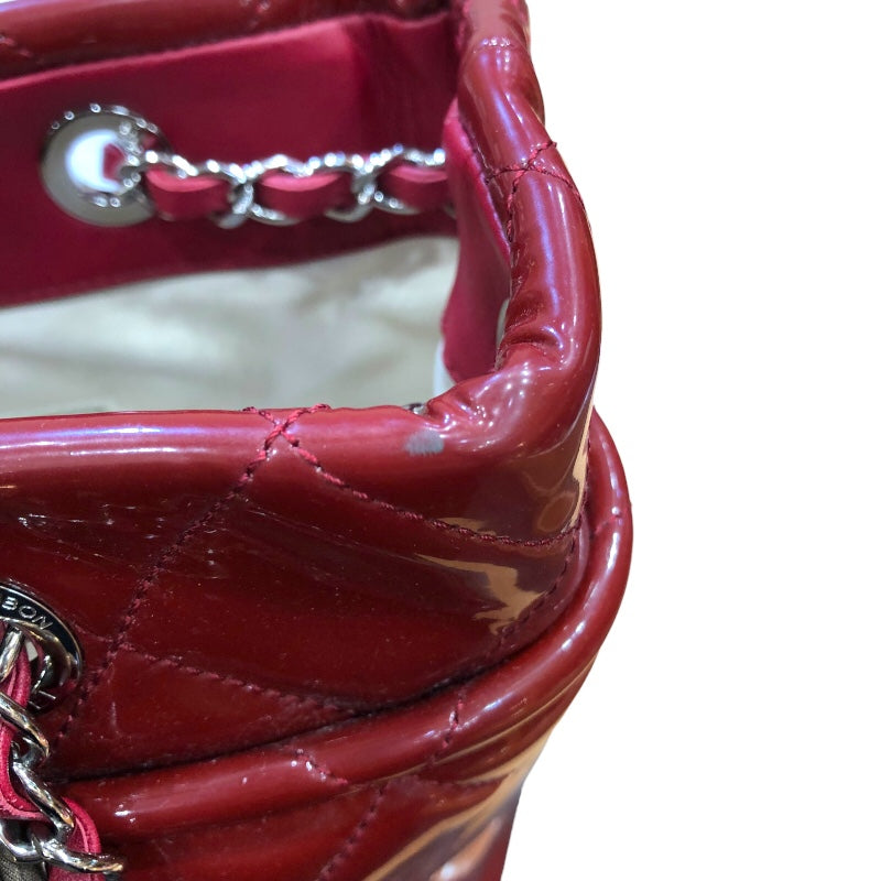 シャネル CHANEL ココマークチェーンショルダー ボルドー　SV金具 パテントレザー レディース トートバッグ