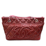 シャネル CHANEL ココマークチェーンショルダー ボルドー　SV金具 パテントレザー レディース トートバッグ