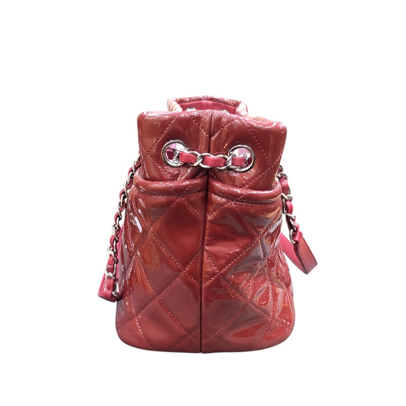 シャネル CHANEL ココマークチェーンショルダー ボルドー　SV金具 パテントレザー レディース トートバッグ