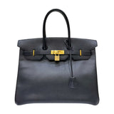エルメス HERMES バーキン35 □A刻印 ブラック ゴールド金具  アルデンヌ レディース ハンドバッグ