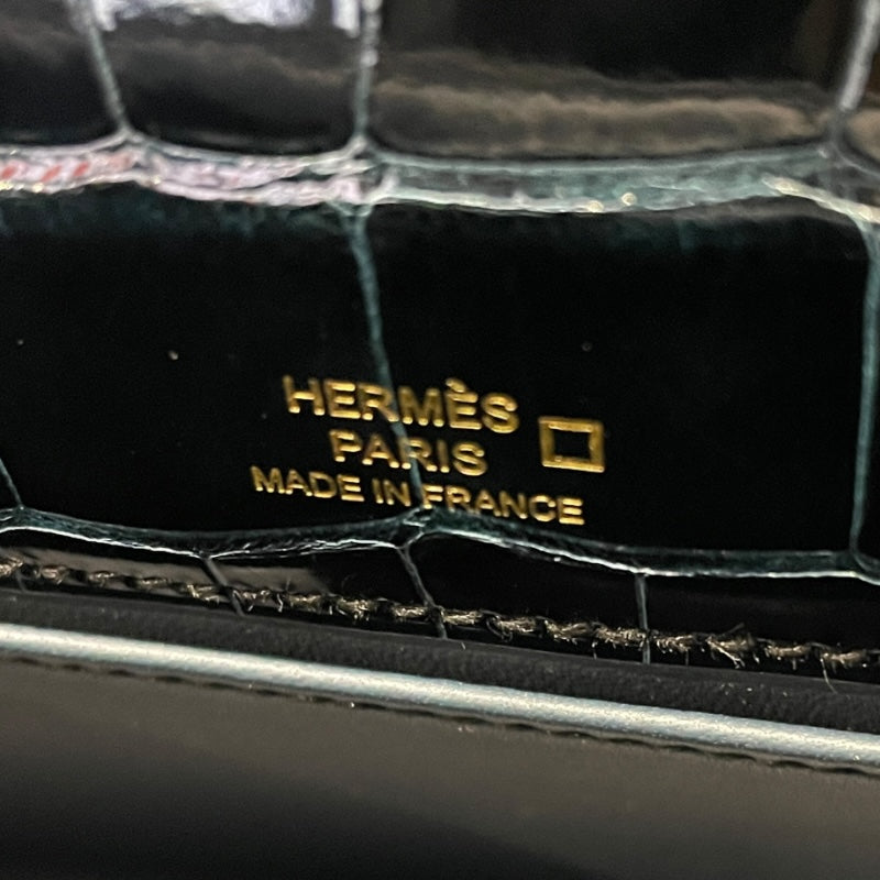 エルメス HERMES ポシェットケリーミニ W刻　(2024年製) ヴェールフォンセ ゴールド金具 アリゲーター レディース ハンドバッグ