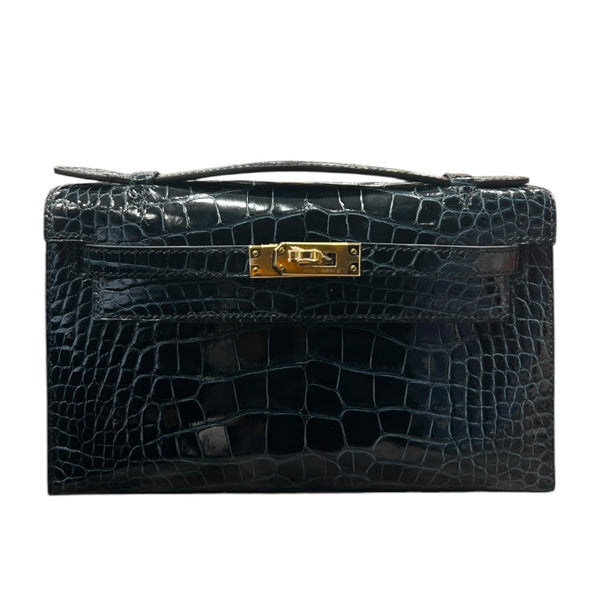 エルメス HERMES ポシェットケリーミニ W刻　(2024年製) ヴェールフォンセ ゴールド金具 アリゲーター レディース ハンドバッグ