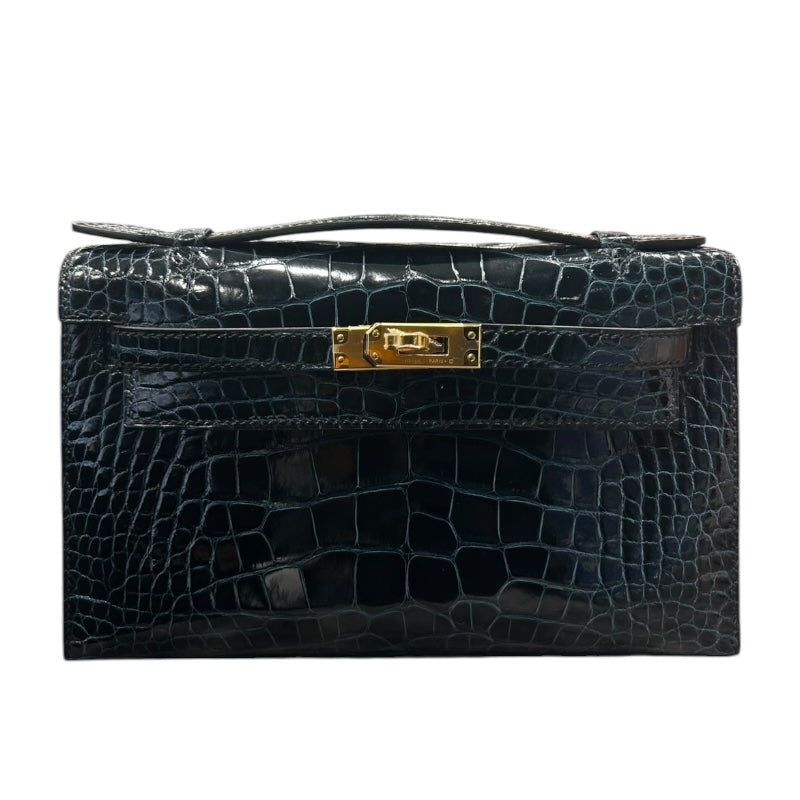 エルメス HERMES ポシェットケリーミニ W刻　(2024年製) ヴェールフォンセ ゴールド金具 アリゲーター レディース ハンドバッグ