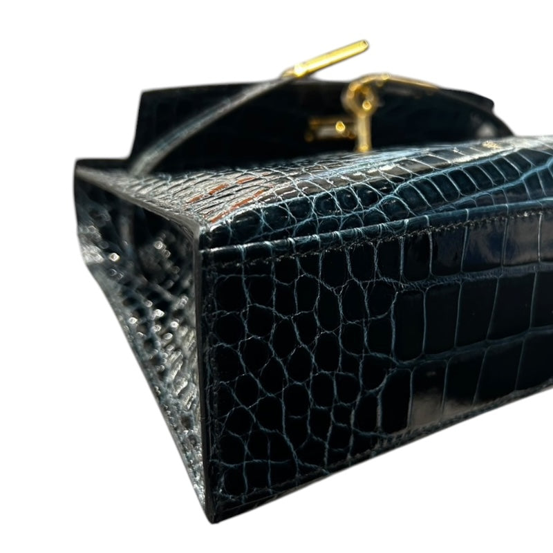 エルメス HERMES ポシェットケリーミニ W刻　(2024年製) ヴェールフォンセ ゴールド金具 アリゲーター レディース ハンドバッグ