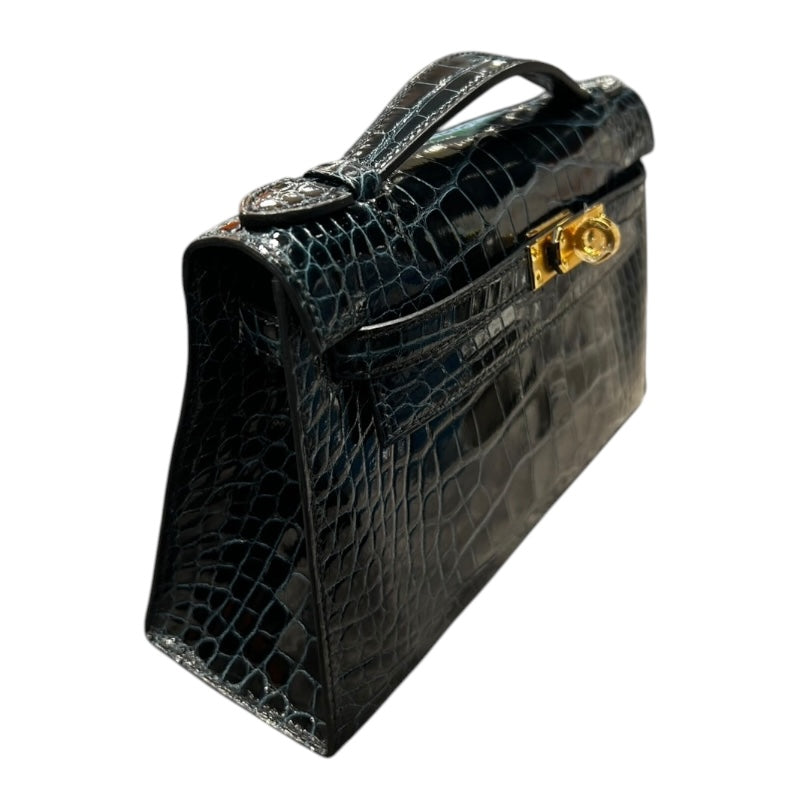 エルメス HERMES ポシェットケリーミニ W刻　(2024年製) ヴェールフォンセ ゴールド金具 アリゲーター レディース ハンドバッグ