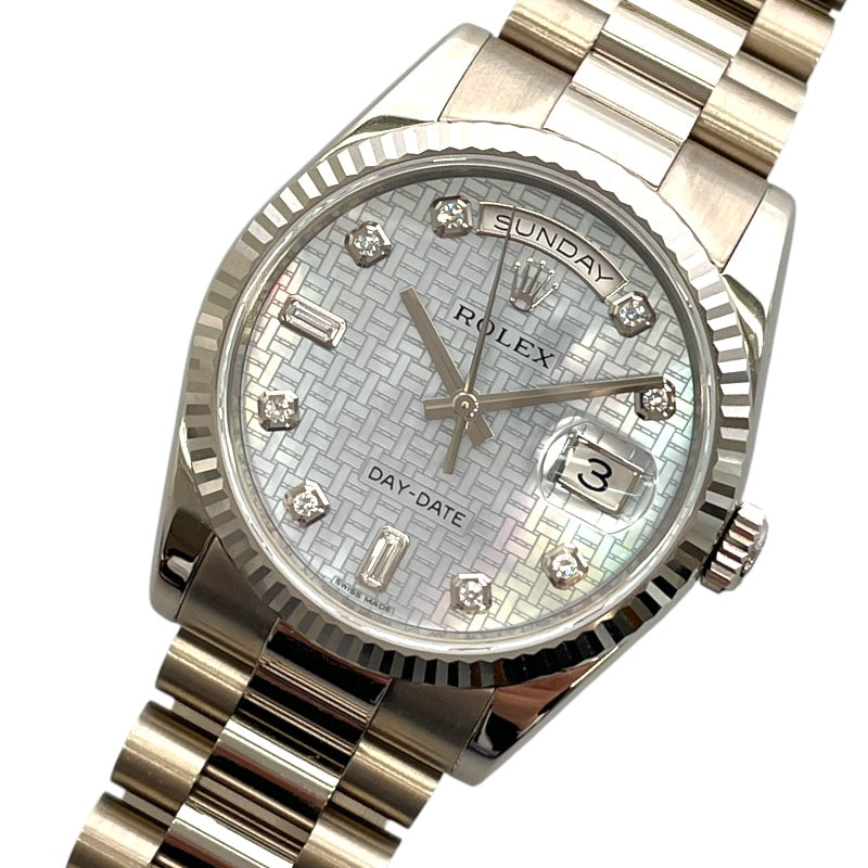 ロレックス ROLEX デイデイト36 118239A ブルーシェル K18WG 自動巻き ユニセックス 腕時計