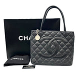 シャネル CHANEL 復刻トート A01804 ブラック シルバー金具 キャビアスキン レディース トートバッグ