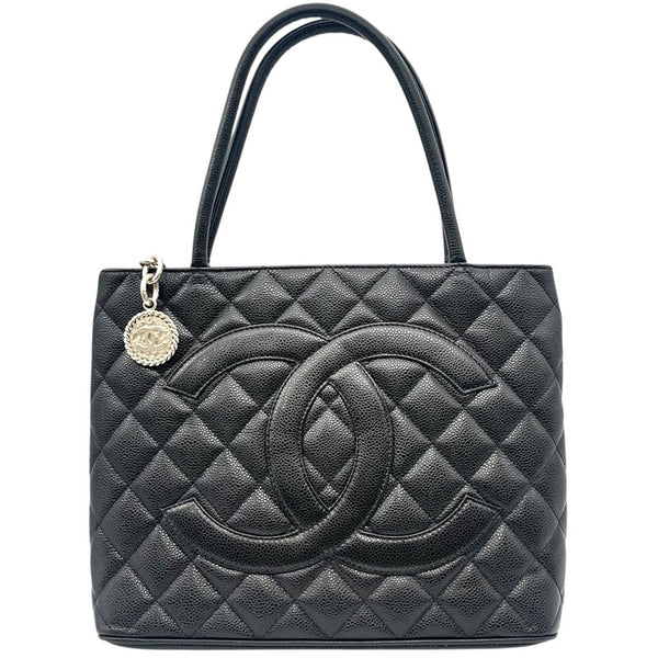 シャネル CHANEL 復刻トート A01804 ブラック シルバー金具 キャビアスキン レディース トートバッグ