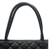 シャネル CHANEL 復刻トート A01804 ブラック シルバー金具 キャビアスキン レディース トートバッグ