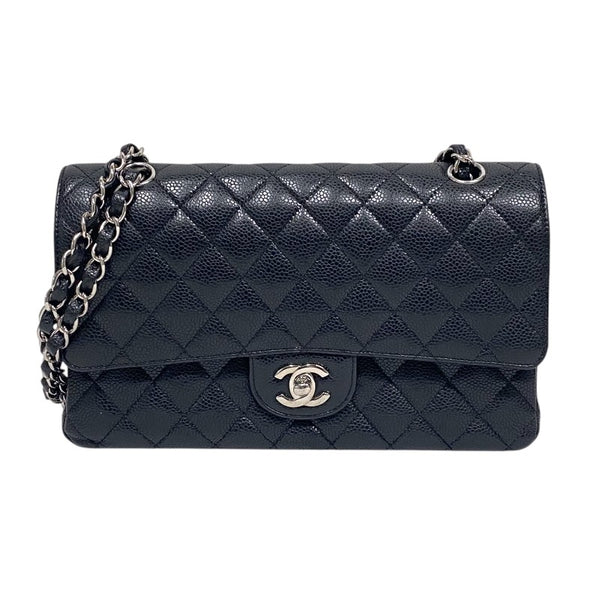 シャネル CHANEL マトラッセ25 チェーンショルダーバッグ A01112 ブラック シルバー金具 キャビアスキン レディース