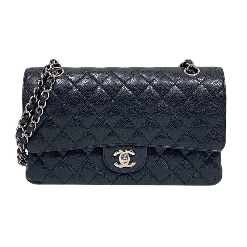 シャネル CHANEL マトラッセ25 チェーンショルダーバッグ A01112 ブラック シルバー金具 キャビアスキン レディース