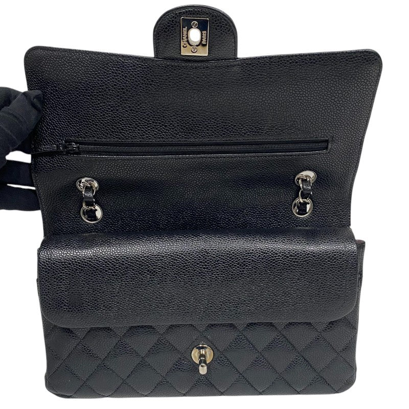 シャネル CHANEL マトラッセ25 チェーンショルダーバッグ A01112 ブラック シルバー金具 キャビアスキン レディース