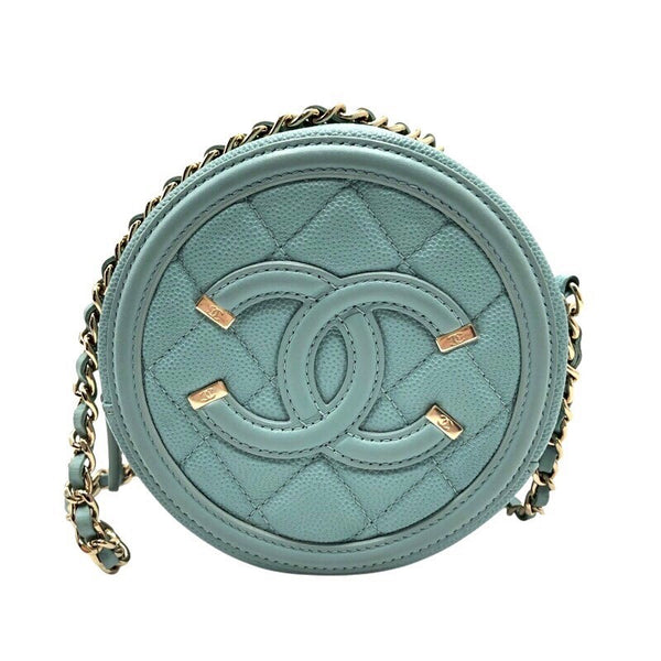 シャネル CHANEL CCフィリグリーチェーンポシェット AP0365 ミント×GD金具 キャビア レディース ショルダーバッグ
