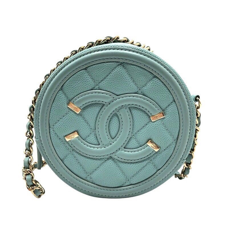 シャネル CHANEL CCフィリグリーチェーンポシェット AP0365 ミント×GD金具 キャビア レディース ショルダーバッグ