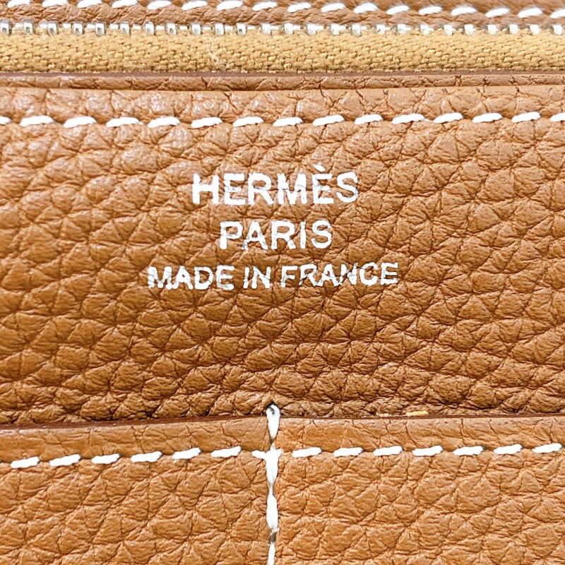 エルメス HERMES ドゴンGM X刻 ゴールド シルバー金具 トゴ レディース 長財布