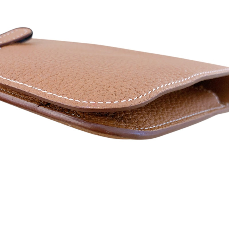エルメス HERMES ドゴンGM X刻 ゴールド シルバー金具 トゴ レディース 長財布