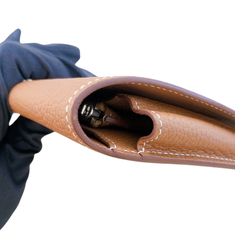 エルメス HERMES ドゴンGM X刻 ゴールド シルバー金具 トゴ レディース 長財布