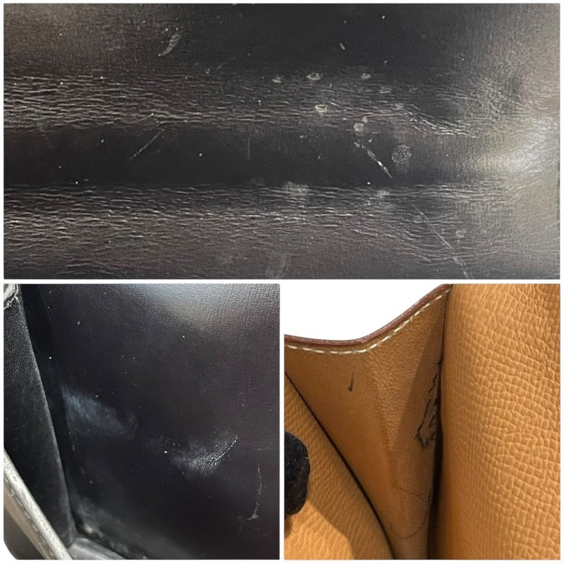 エルメス HERMES ヴィンテージ　ツインポシェット ナチュラル/ブラック クシュベル ボックスカーフ ユニセックス ショルダーバッグ