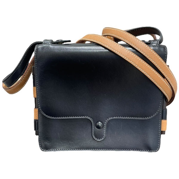 エルメス HERMES ヴィンテージ　ツインポシェット ナチュラル/ブラック クシュベル ボックスカーフ ユニセックス ショルダーバッグ