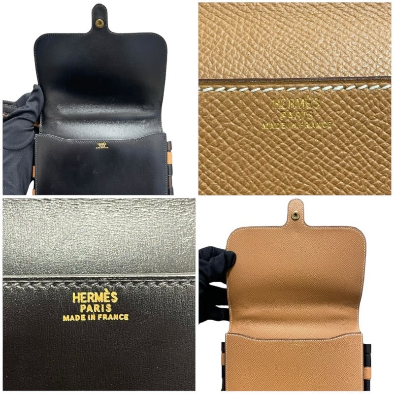 エルメス HERMES ヴィンテージ　ツインポシェット ナチュラル/ブラック クシュベル ボックスカーフ ユニセックス ショルダーバッグ