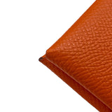 エルメス HERMES カルヴィ Ｒ刻印 オレンジ ヴォーエプソン レディース カードケース