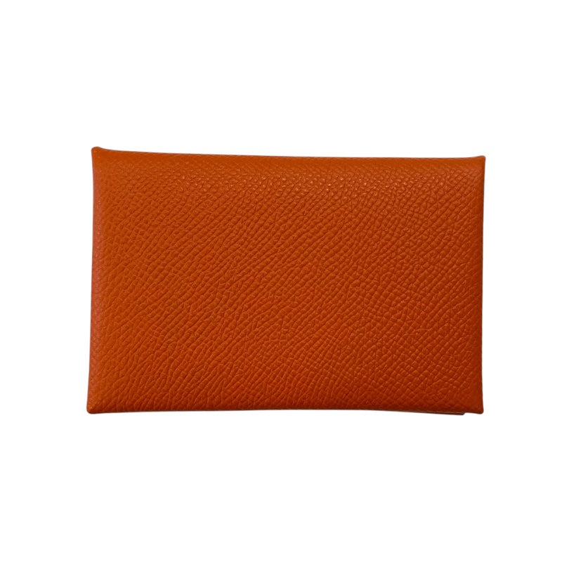 美品『エルメス』カルヴィ 名刺入れ カードケース オレンジ T刻印 シェーブル エルメス HERMES カルヴィ R刻印 オレンジ ヴォーエプソン