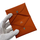 エルメス HERMES カルヴィ Ｒ刻印 オレンジ ヴォーエプソン レディース カードケース