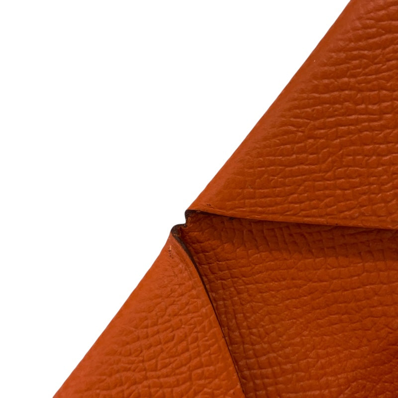 エルメス HERMES カルヴィ Ｒ刻印 オレンジ ヴォーエプソン レディース カードケース