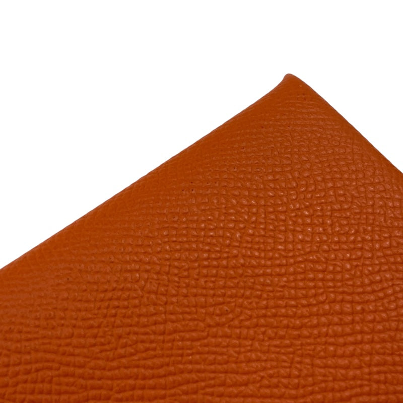 エルメス HERMES カルヴィ Ｒ刻印 オレンジ ヴォーエプソン レディース カードケース