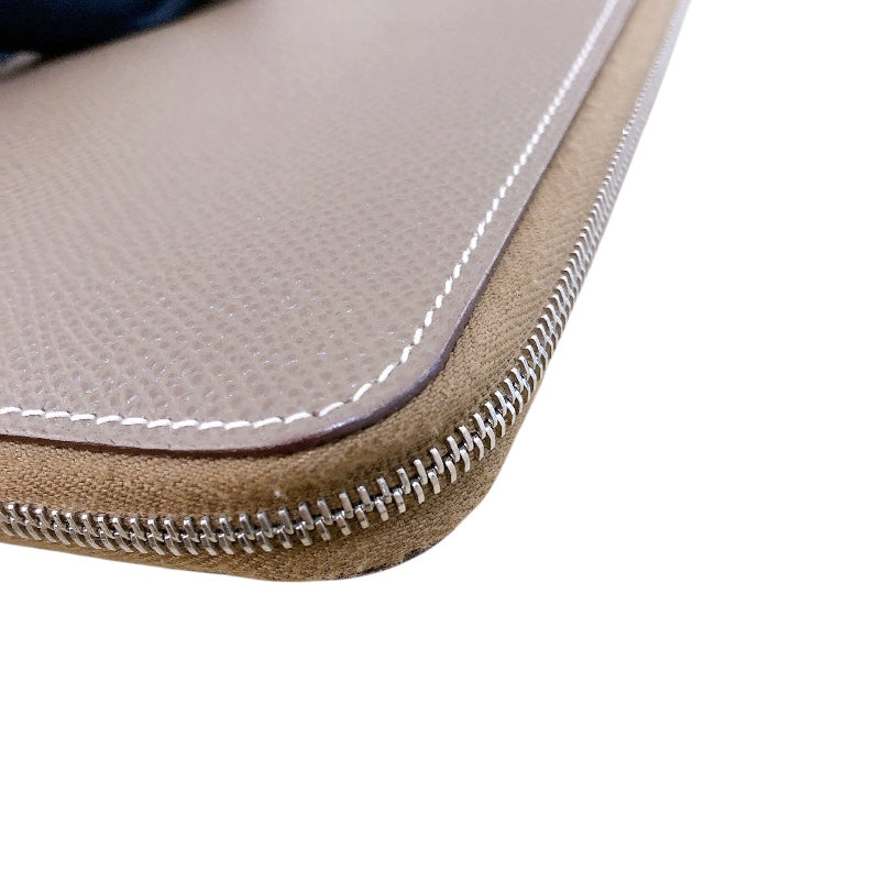 エルメス HERMES アザップロング シルクイン □R刻 エトゥープ シルバー金具 エプソン レディース 長財布