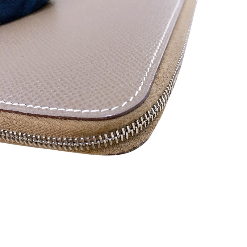 エルメス HERMES アザップロング シルクイン □R刻 エトゥープ シルバー金具 エプソン レディース 長財布