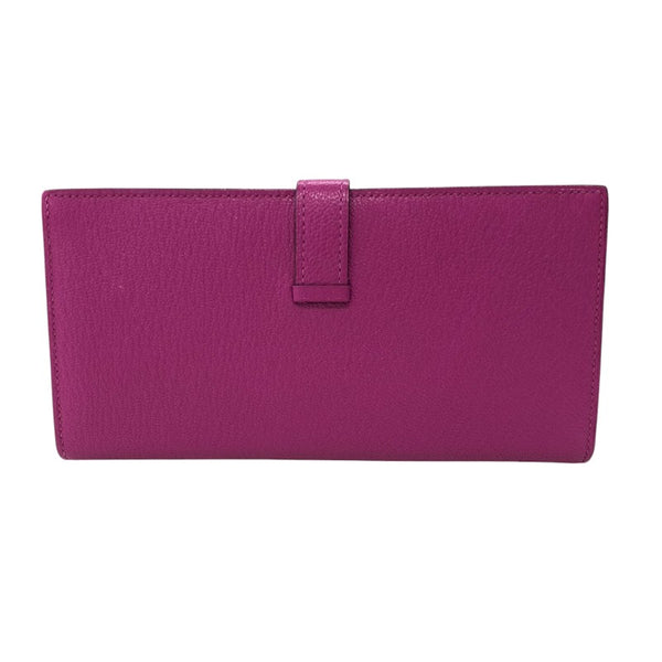 エルメス HERMES ベアンスフレ B刻 ローズパープル シルバー金具 シェーブル レディース 長財布