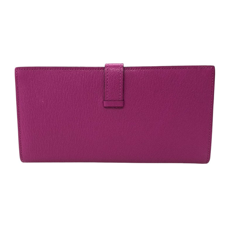 エルメス HERMES ベアンスフレ B刻 ローズパープル シルバー金具 シェーブル レディース 長財布