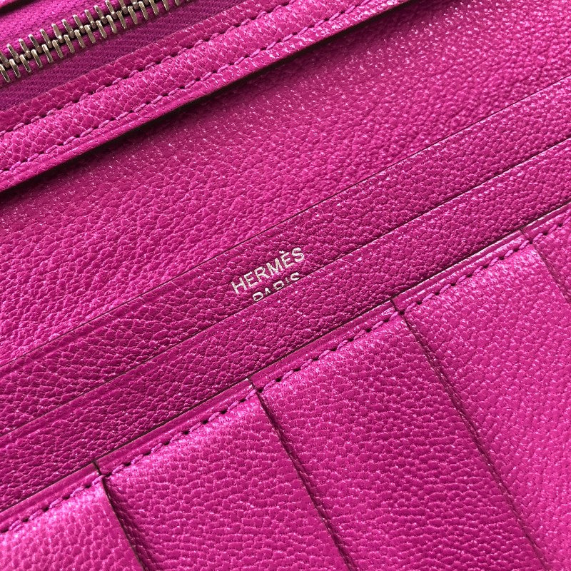 エルメス HERMES ベアンスフレ B刻 ローズパープル シルバー金具 シェーブル レディース 長財布