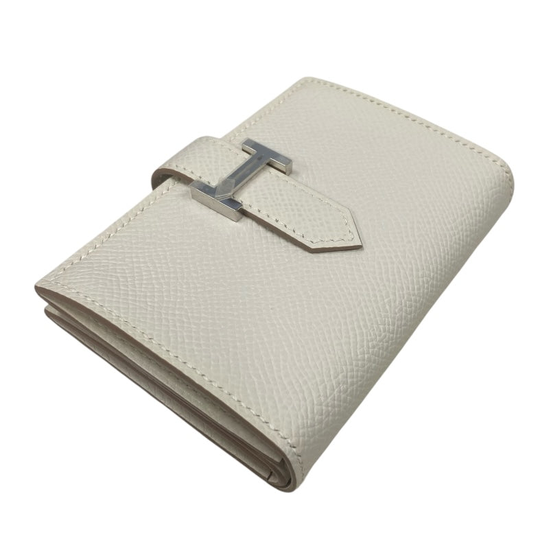エルメス HERMES べアンミニ B刻 ニューグリペール シルバー金具 ヴォーエプソン レディース 二つ折り財布