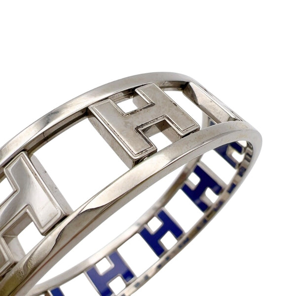 エルメス HERMES ロンドアッシュバングル シルバー/ブルー メタル アクセサリー