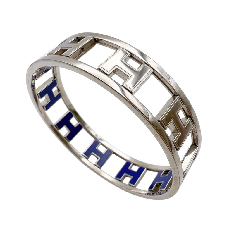 エルメス HERMES ロンドアッシュバングル シルバー/ブルー メタル アクセサリー