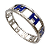 エルメス HERMES ロンドアッシュバングル シルバー/ブルー メタル アクセサリー