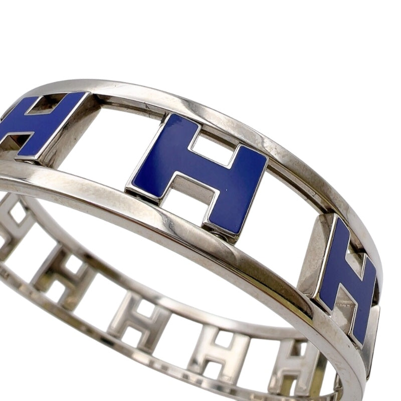 エルメス HERMES ロンドアッシュバングル シルバー/ブルー メタル アクセサリー