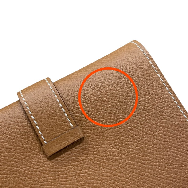 エルメス HERMES べアンコンビネ B刻 ゴールド ゴールド金具 ヴォーエプソン ユニセックス 二つ折り財布