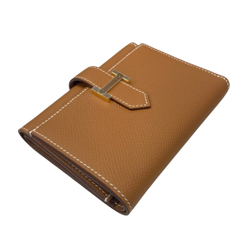 エルメス HERMES べアンコンビネ B刻 ゴールド ゴールド金具 ヴォーエプソン ユニセックス 二つ折り財布