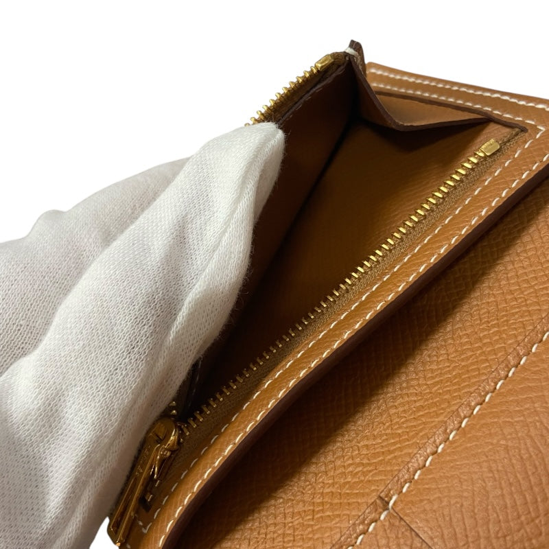 エルメス HERMES べアンコンビネ B刻 ゴールド ゴールド金具 ヴォーエプソン ユニセックス 二つ折り財布