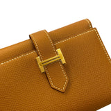 エルメス HERMES べアンコンビネ B刻 ゴールド ゴールド金具 ヴォーエプソン ユニセックス 二つ折り財布