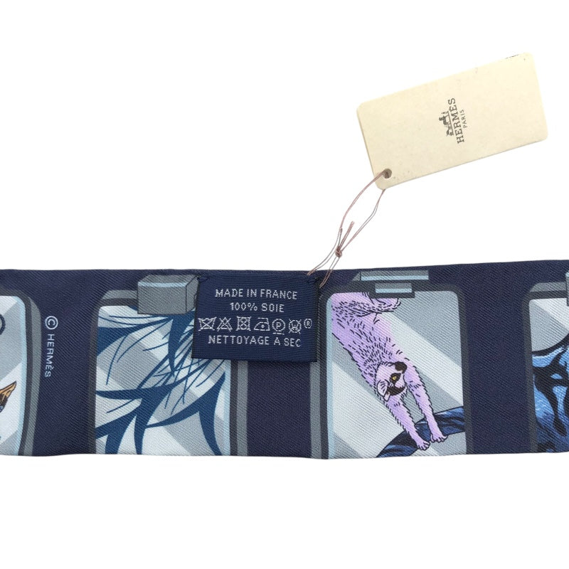 エルメス HERMES ツイリー　HERMES STORY ネイビー シルク レディース スカーフ