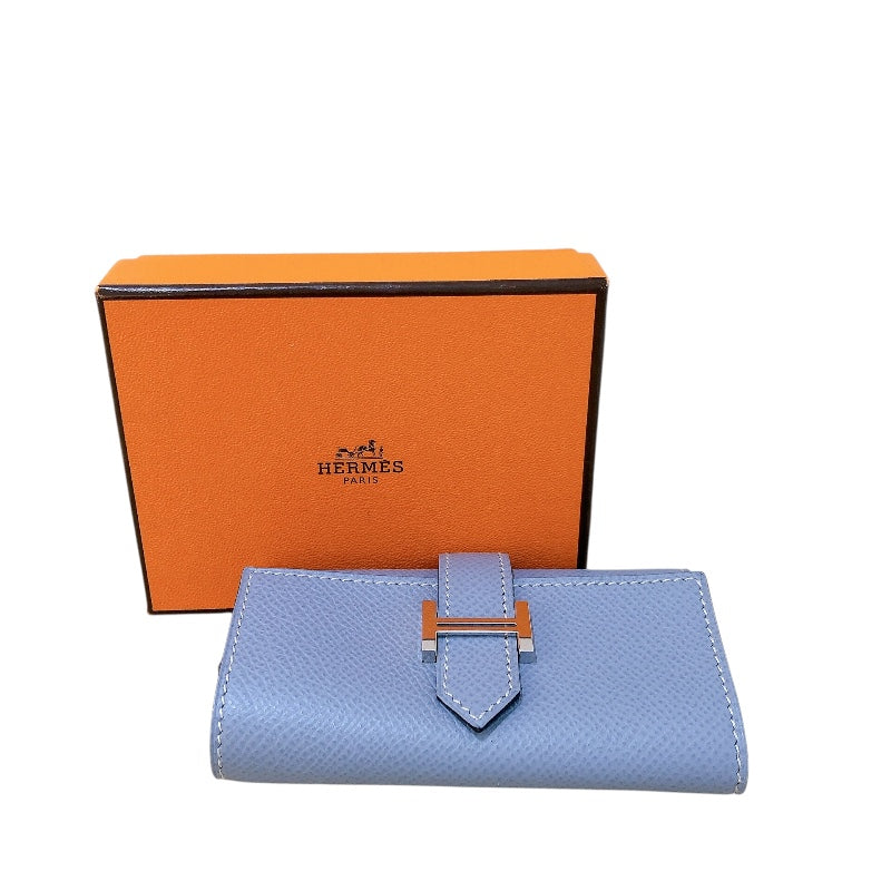 エルメス HERMES ベアンキーケース □P刻 ブルーラン シルバー金具 エプソン レディース キーケース