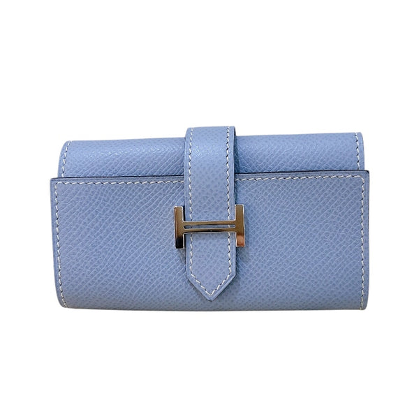 エルメス HERMES ベアンキーケース □P刻 ブルーラン シルバー金具 エプソン レディース キーケース