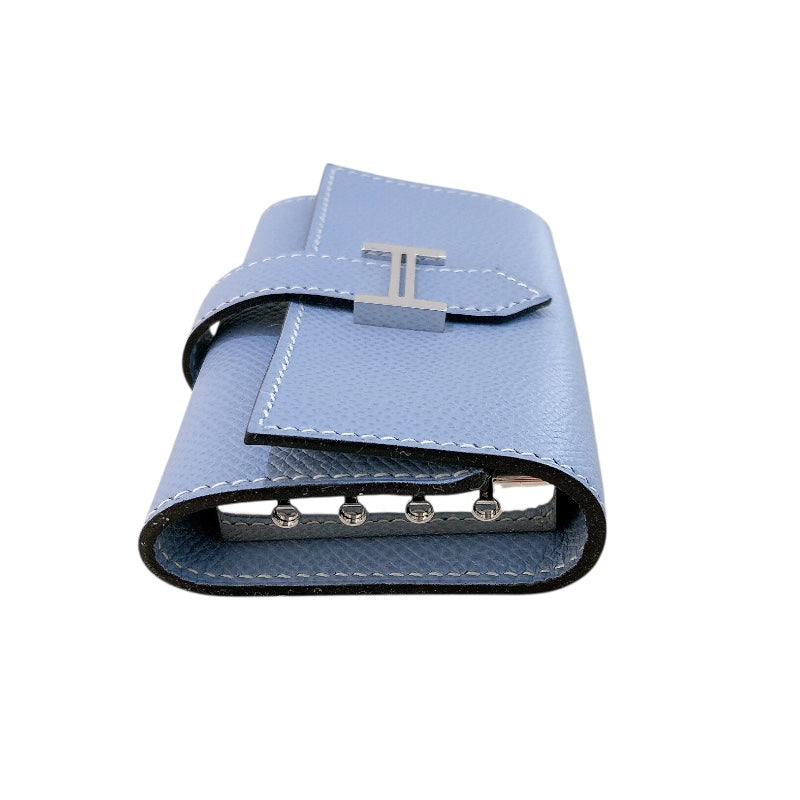 エルメス HERMES ベアンキーケース □P刻 ブルーラン シルバー金具 エプソン レディース キーケース