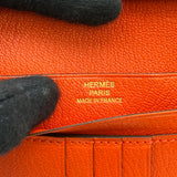 エルメス HERMES べアンコンパクト C刻印 タンジェリン/ゴールド金具 オーストリッチ レディース 二つ折り財布