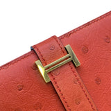 エルメス HERMES べアンコンパクト C刻印 タンジェリン/ゴールド金具 オーストリッチ レディース 二つ折り財布